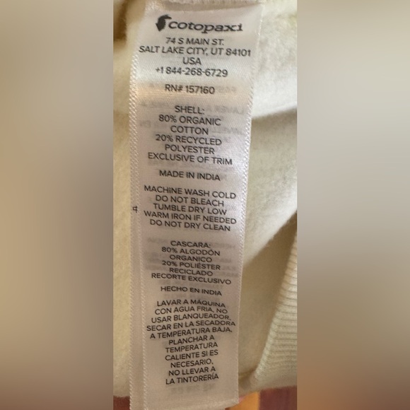 NWOT Cotopaxi Sweatshirt. Cream and multicolor, women size L - Picture 4 of 4